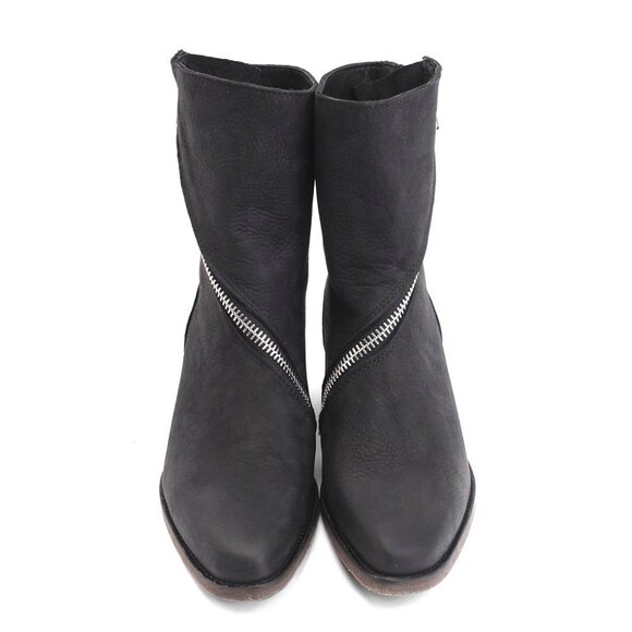 John Fluevog Ruth Skin Spiral-Zip Leather Boot / Size 7.5 / Black - Picture 2 of 13